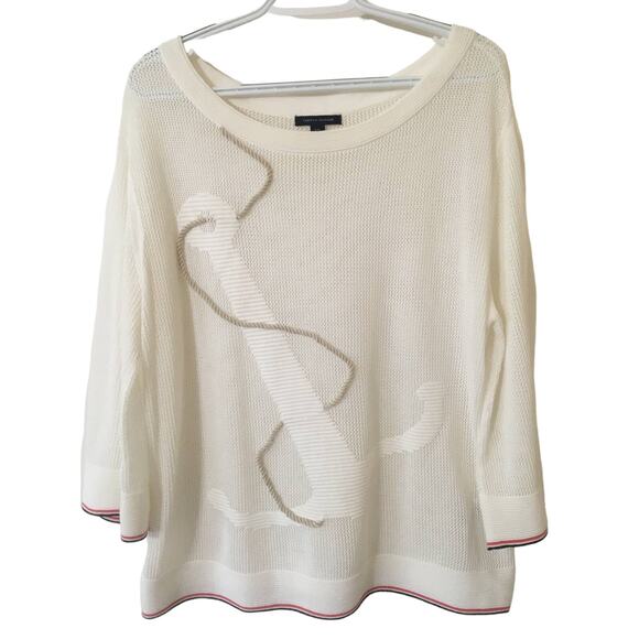 Tommy Hilfiger Large Nautical Mesh Top With Rope and Anchor - Picture 1 of 4